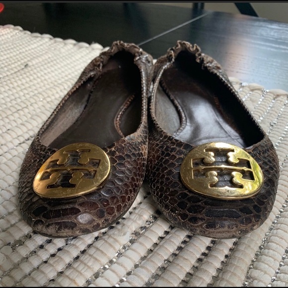 COPY - Tory Burch Snakeskin Reva Flats (black and brown) - Picture 2 of 5